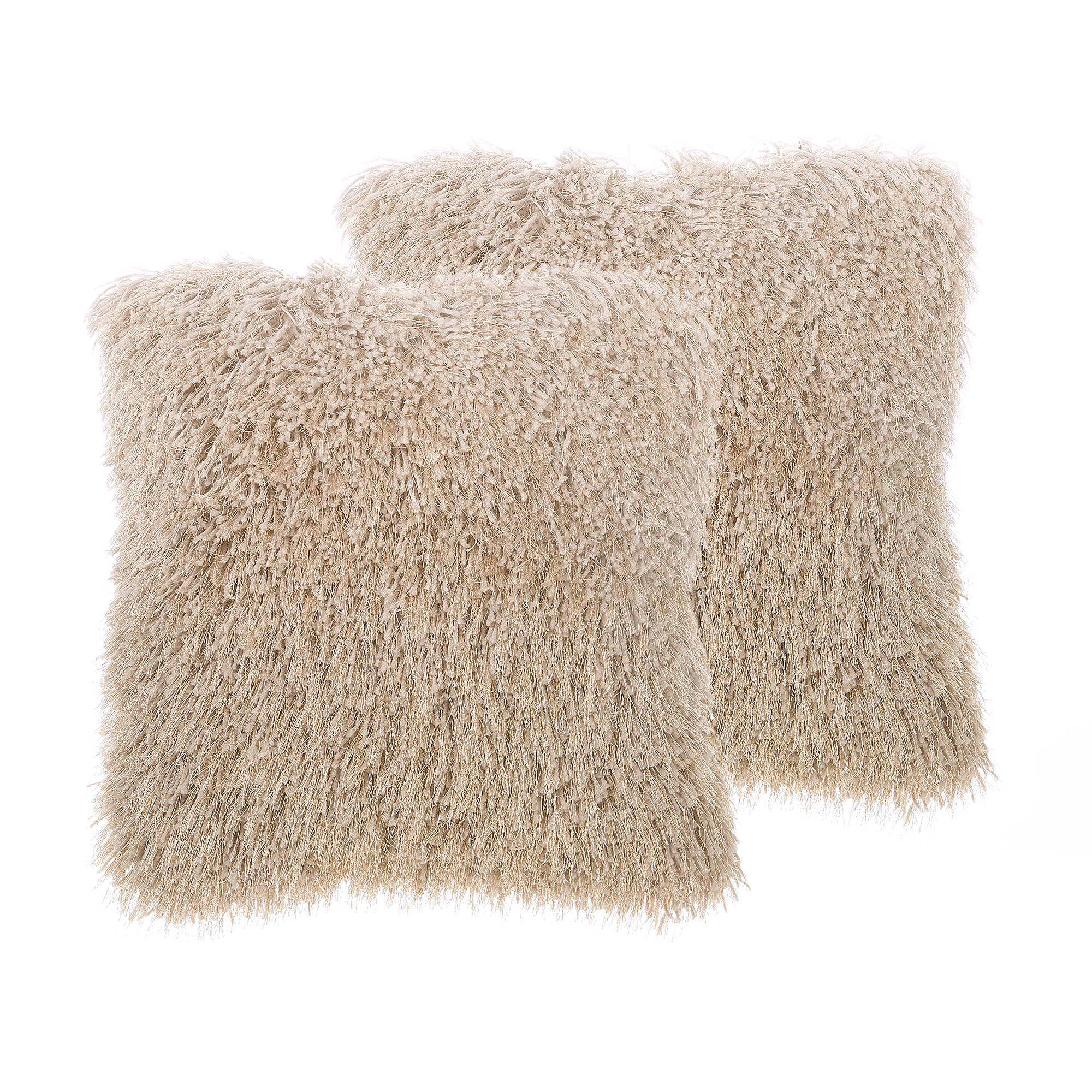 Beliani conjunto de 2 cojines cide bouclé 45 x 45 cm liso beige