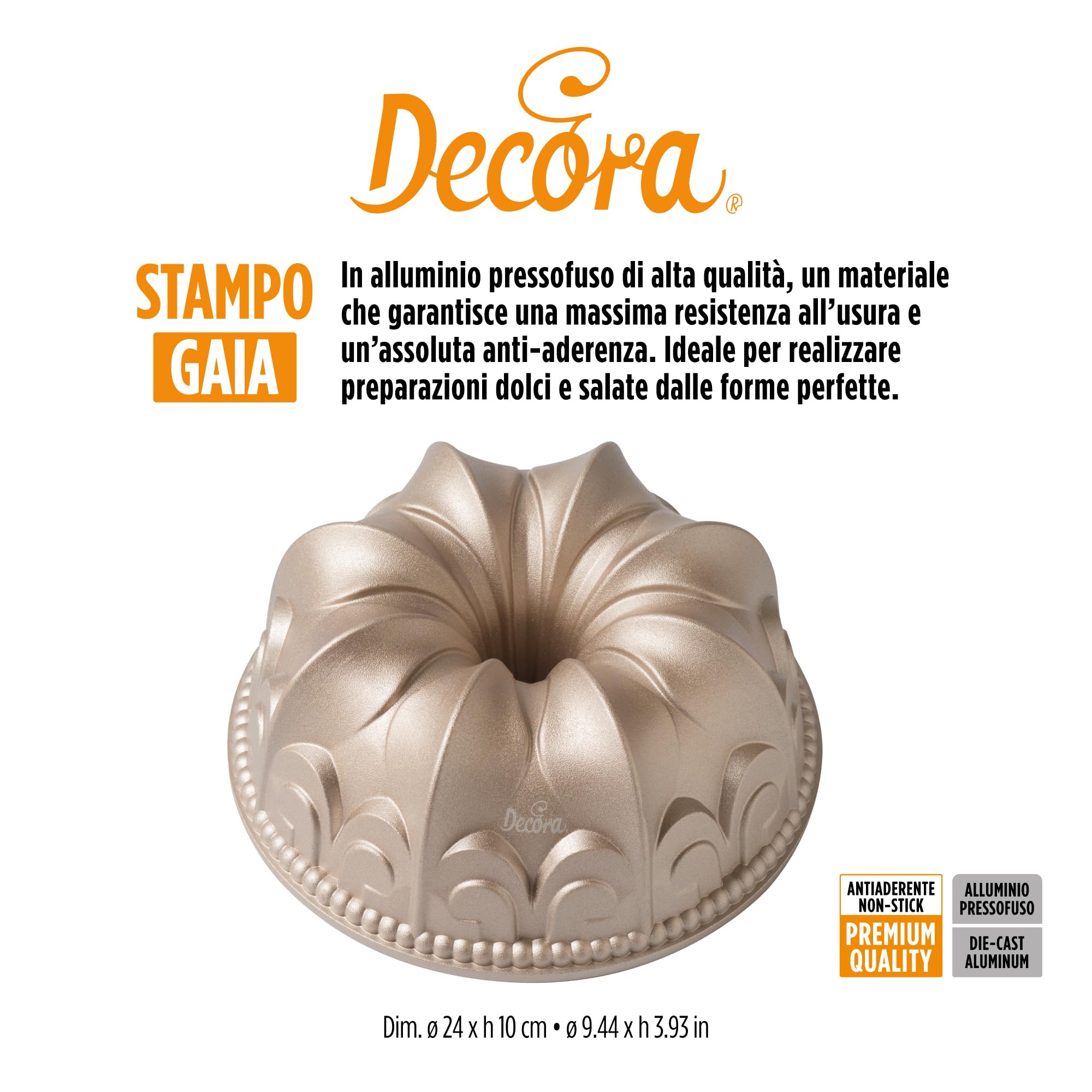 Decora 0080112 Stampo Antiaderente Gaia Ø 24 X 10 h Cm, In Alluminio Pressofuso, per realizzare preparazioni dolci e salate. - 2
