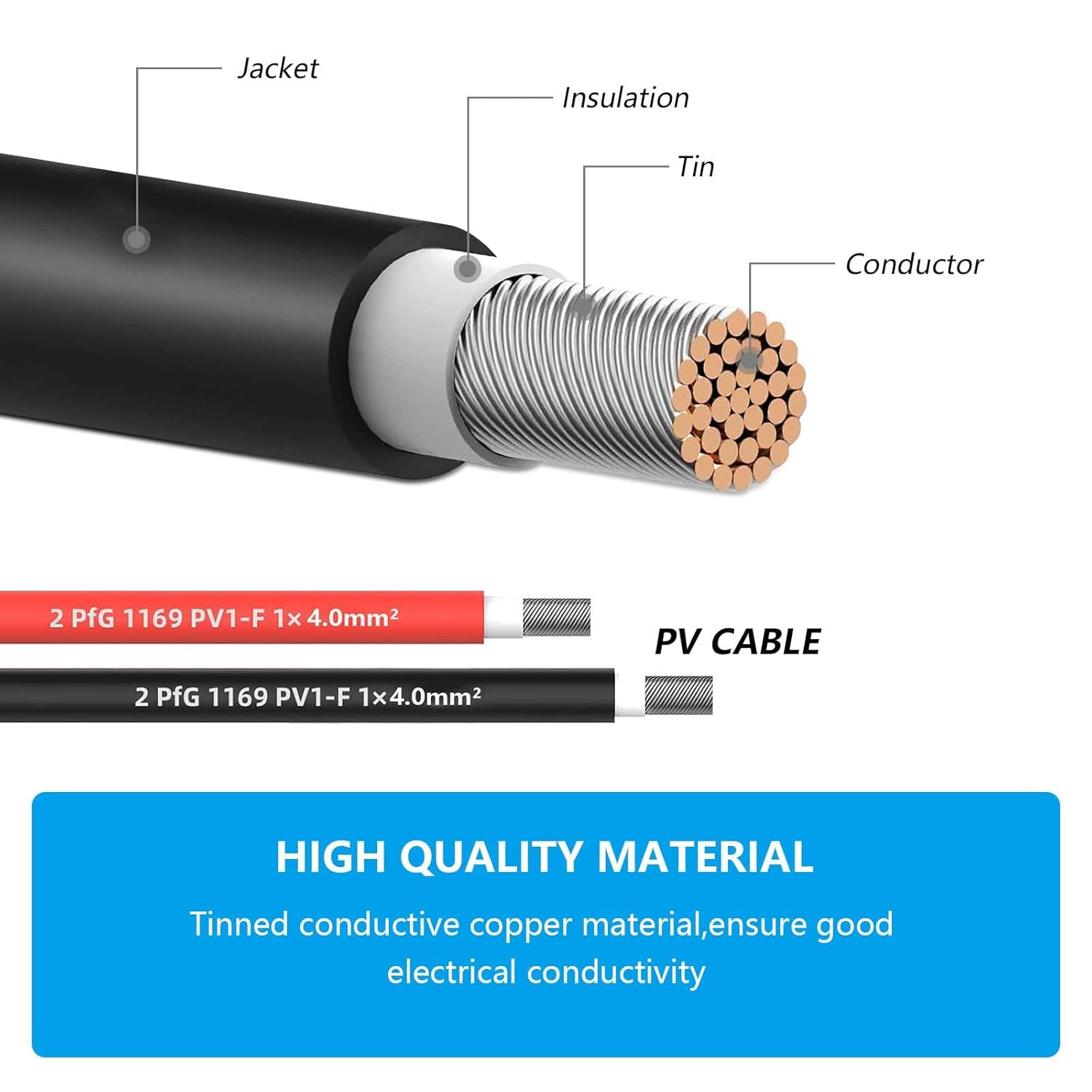 Câble Extension Solaire 4mm² – 1 à 20m avec Connecteurs MC4 – Pour Panneaux Photovoltaïques et Systèmes Énergie - 4