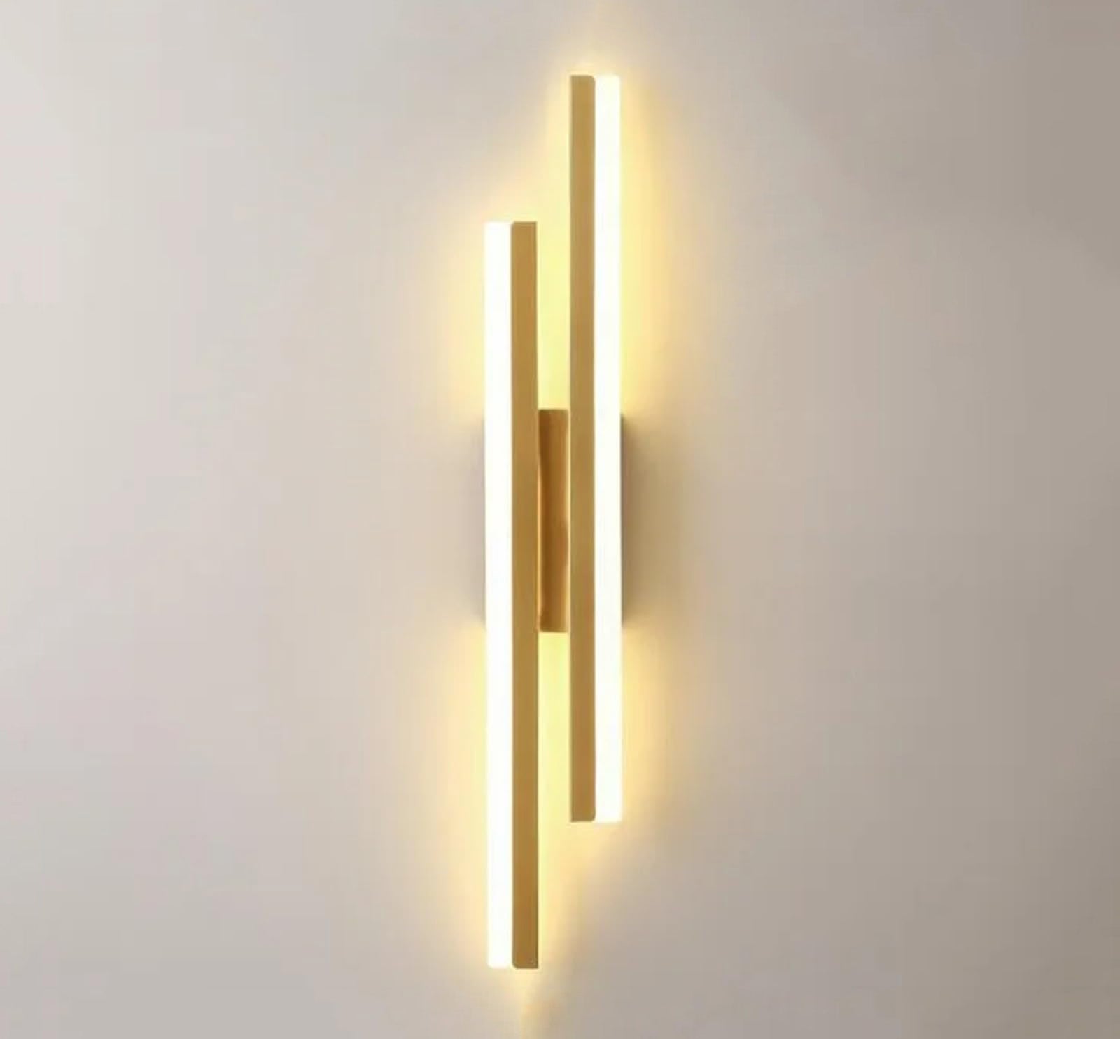 Applique a LED lunga e semplice, applique da parete minimalista per interni, oro, 48 cm, luce calda - 3