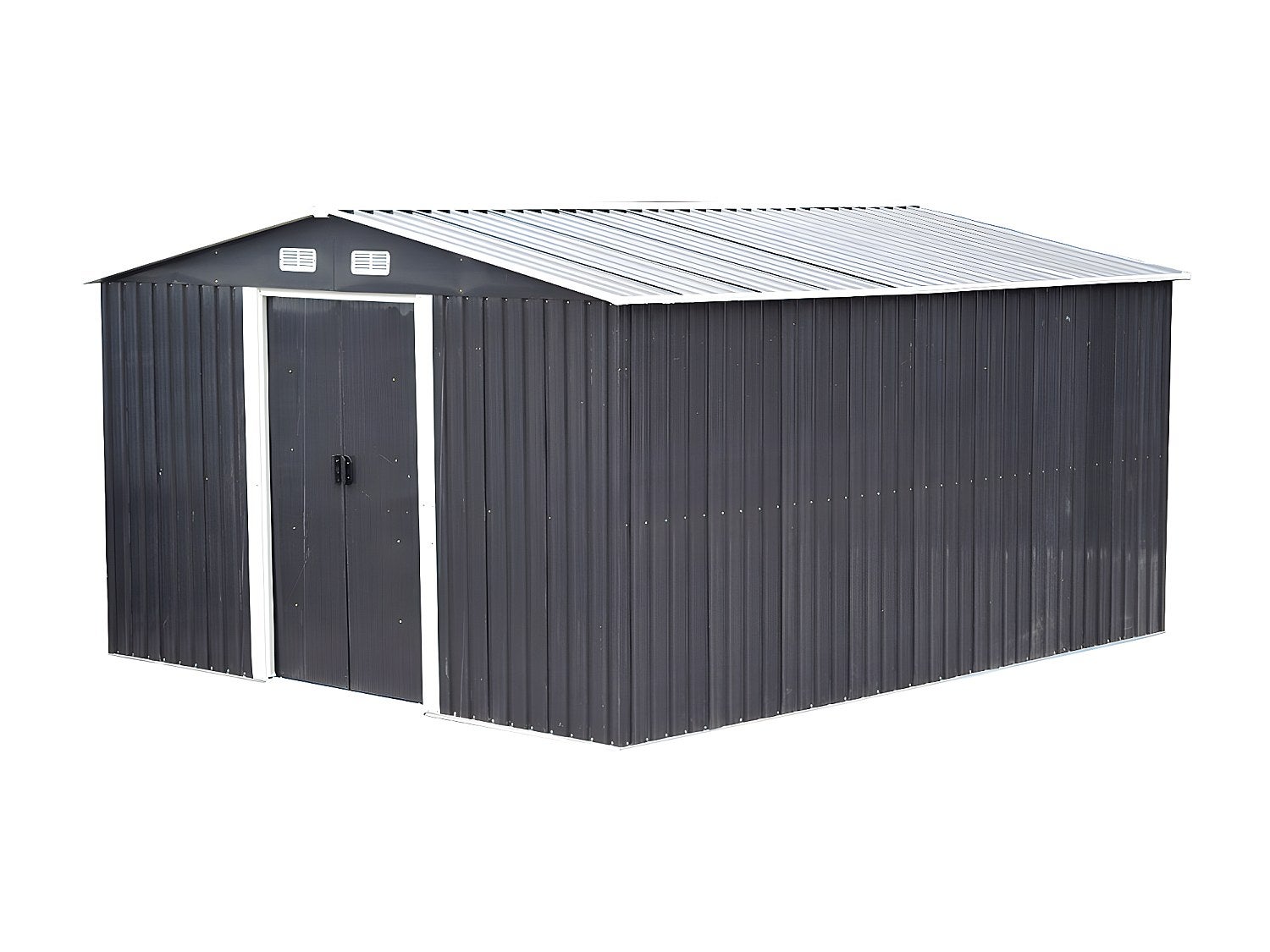 Abri de jardin métal en acier galvanisé gris 12,5 m² - MANSO - 3