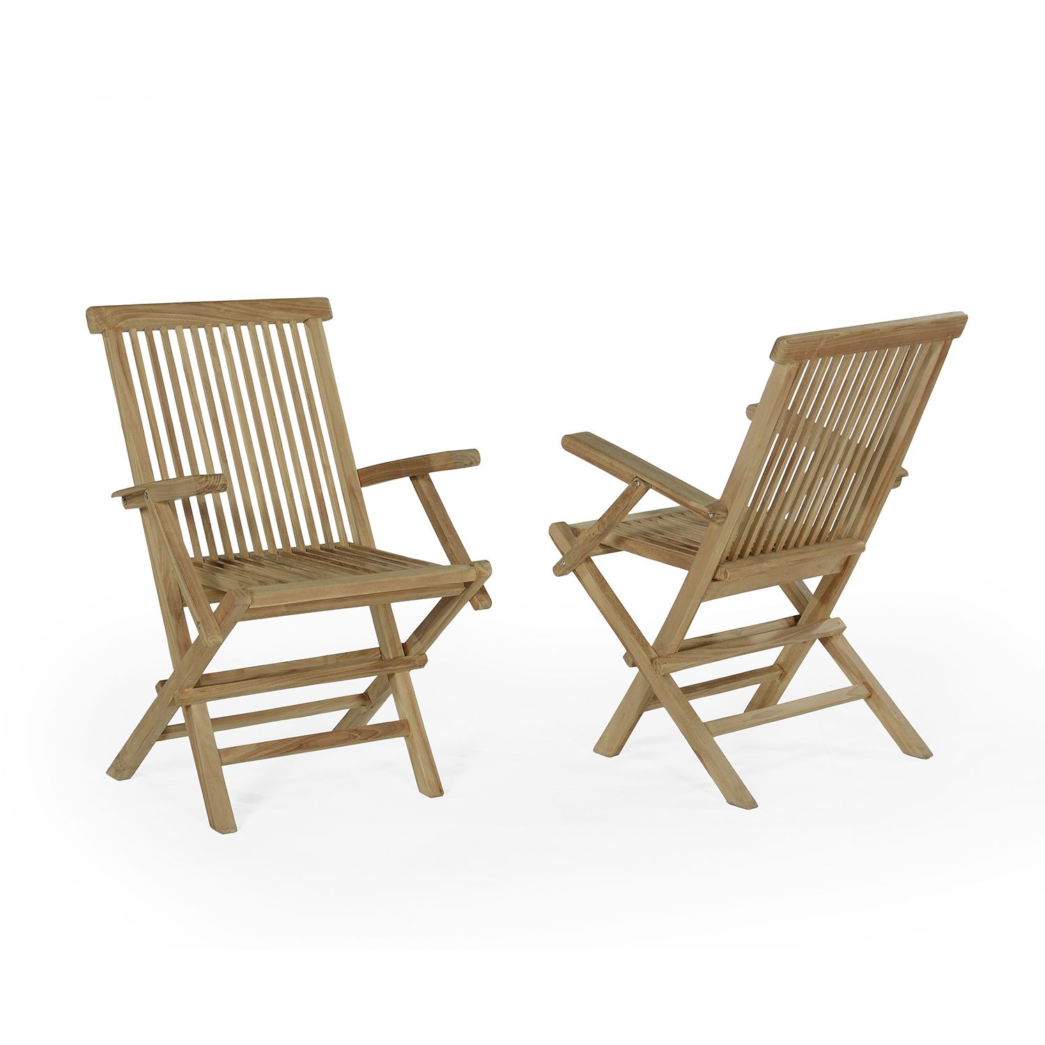 Fauteuils de jardin pliants en teck massif Java (lot de 2) - 2