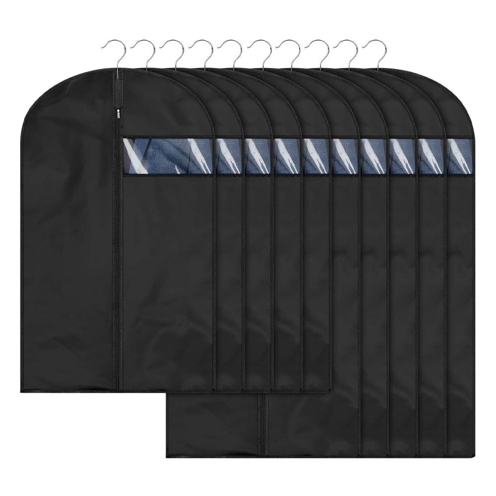 (8 sztuk, czarny) Pokrowiec ochronny, wiszący pokrowiec na ubrania do domu, trójwymiarowy pokrowiec na ubrania