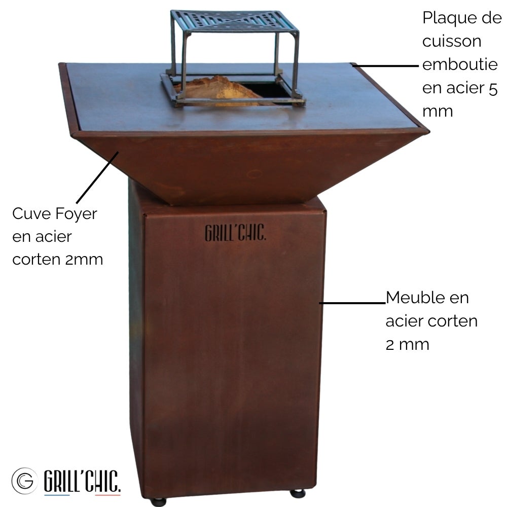 Brasero Auvergnat Corten Normal Carre 62 Simple Cuve - 3