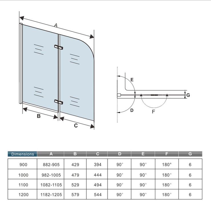 Aica Pare-baignoire 120x140cm À 2 Volets, Écran De Douche Pivotant En Verre Securit Clair Et Anticalcaire - 5