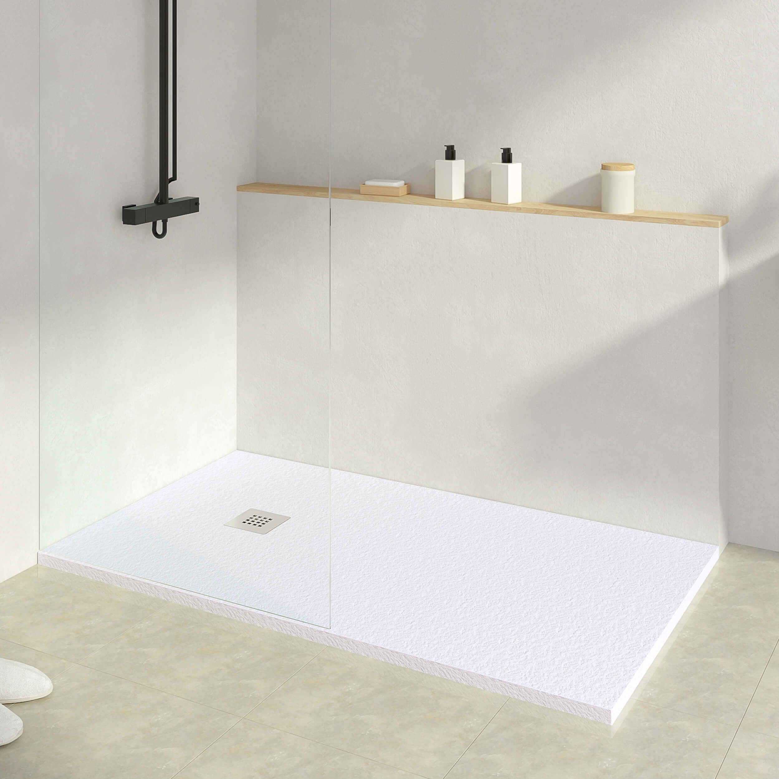 Receveur de douche en résine Indo 120x130 blanc RAL 9003 avec siphon ...