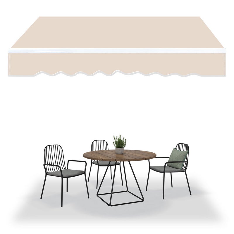 Toldo Retráctil Manual Exterior Poliéster Aire Libre 13x8ft Color Beige