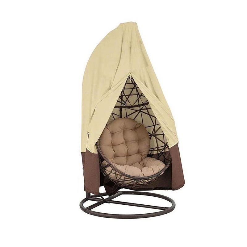 Pokrowiec na leżak ogrodowy z zamkiem błyskawicznym, pokrowiec na fotel bujany, wodoodporny i wiatroodporny, kolor kawowo-beżowy, 115 x 190 cm