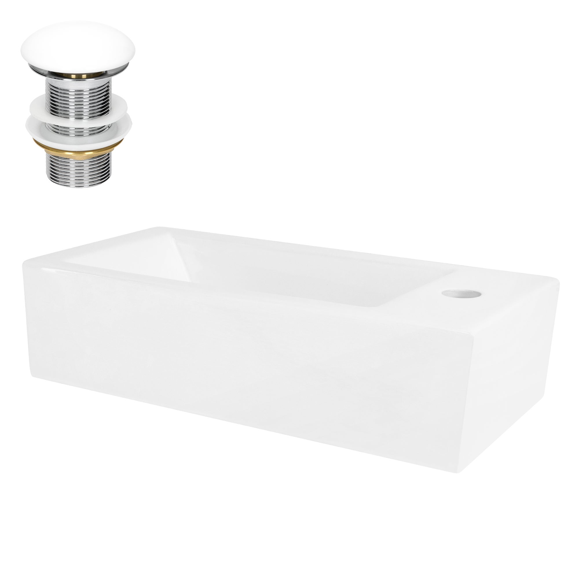 Vasque Céramique Blanche Ronde – Avec Bonde – 400 X 147 Mm – Salle De Bain