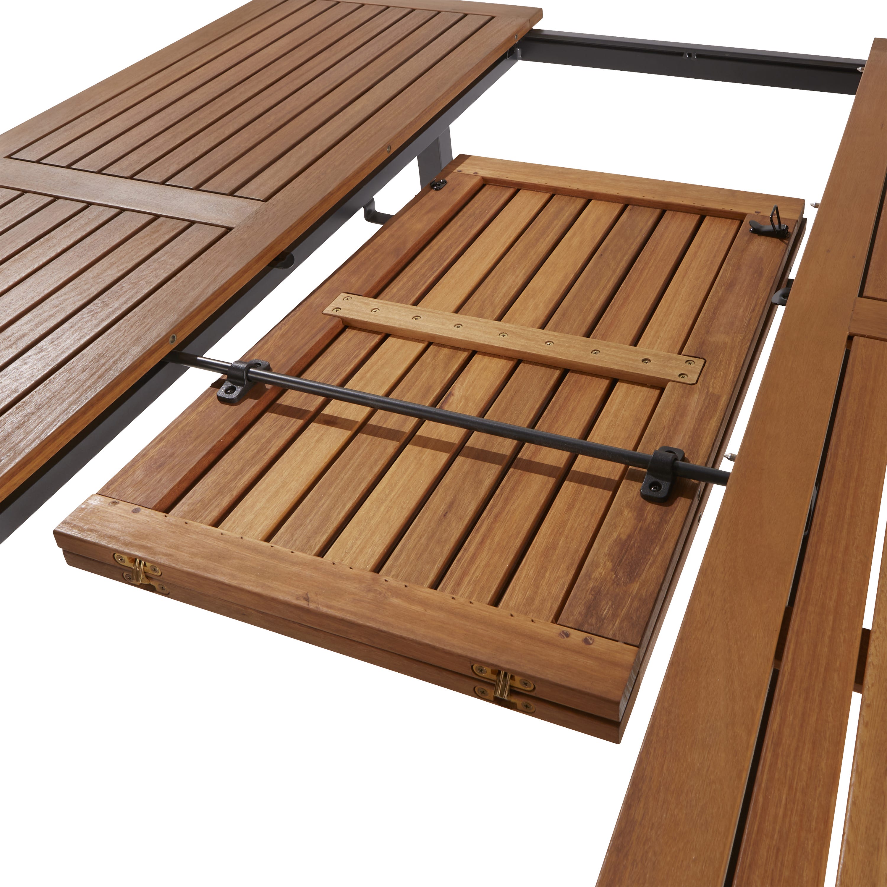 NATERIAL - Stół ogrodowy ORIS - 4 do 8 osób - Stół rozkładany - 102/147 x 147 x 75 cm - Aluminium - Eukaliptus FSC - Stół zewnętrzny - 9