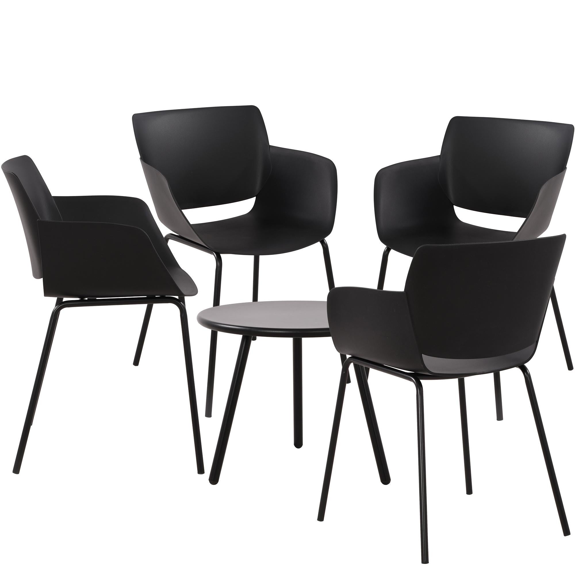 Groupe de sièges Berena Noir |4 chaises | Leroy Merlin