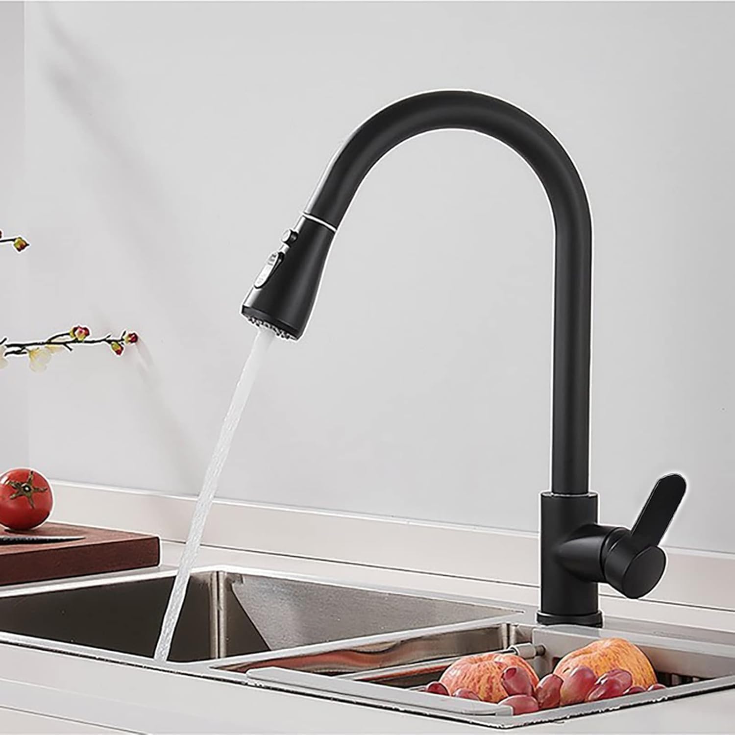 Grifo de cocina extraíble y retráctil, grifo de cocina giratorio 360°, grifo mezclador de cocina de acero inoxidable de 3 modos, grifo para fregadero