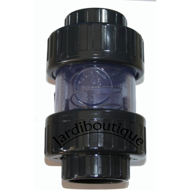 jardiboutique -clapet a ressort inox avec raccord transparent Diamètre 50 mm