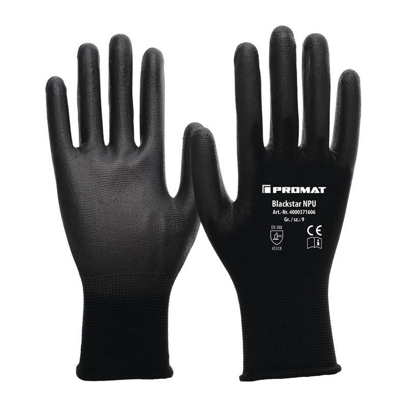 Gant Blackstar NPU taille 7 (M) noir EN 388 catégorie EPI II nylon avec ...