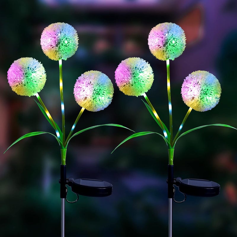 2 zewnętrzne lampy solarne w kształcie dmuchawców, 2 tryby działania, wodoodporność IP65, do trawnika, balkonu i patio.