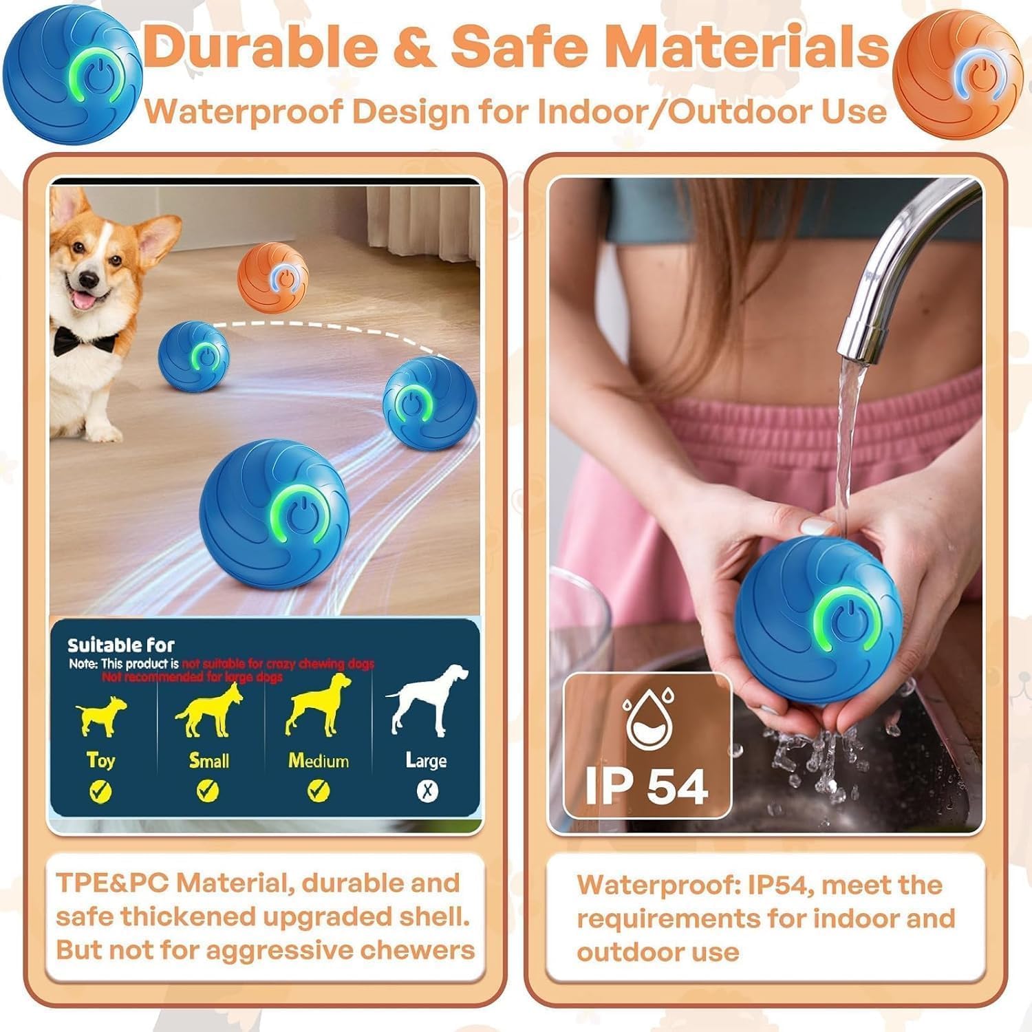 Pelota interactiva inteligente genérica 2026 para perros (azul): juguete recargable por USB con vibración y rebote automático, estimulación cerebral - 6