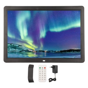 Cadre Photo Numérique 15,6 Pouces - Écran Grand Format, Horloge, Calendrier, Lecteur USB/SD