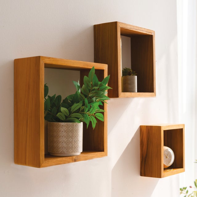 Estantería De Madera De Teca Para Barco O Hogar - 25,5x10x10 Cm, Rejilla De Bloque | Organizador Marino Resistente