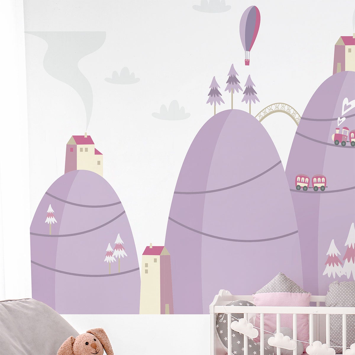 Adesivo bambino di montagna scandinavo mongolfiere nell'aria - Sticker adesivo - adesivi murali - 70x105cm - 4