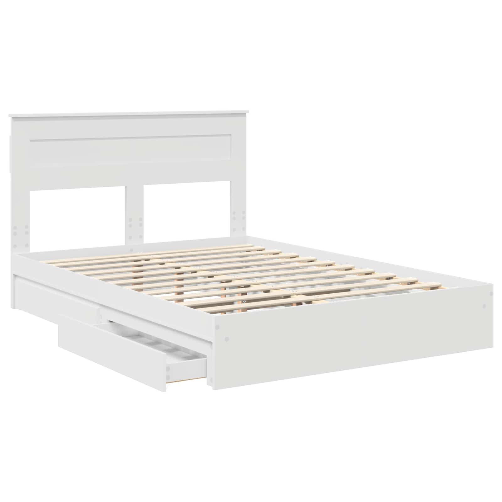 Lit de rangement blanc 160 x 200 cm panneau de bois - 5