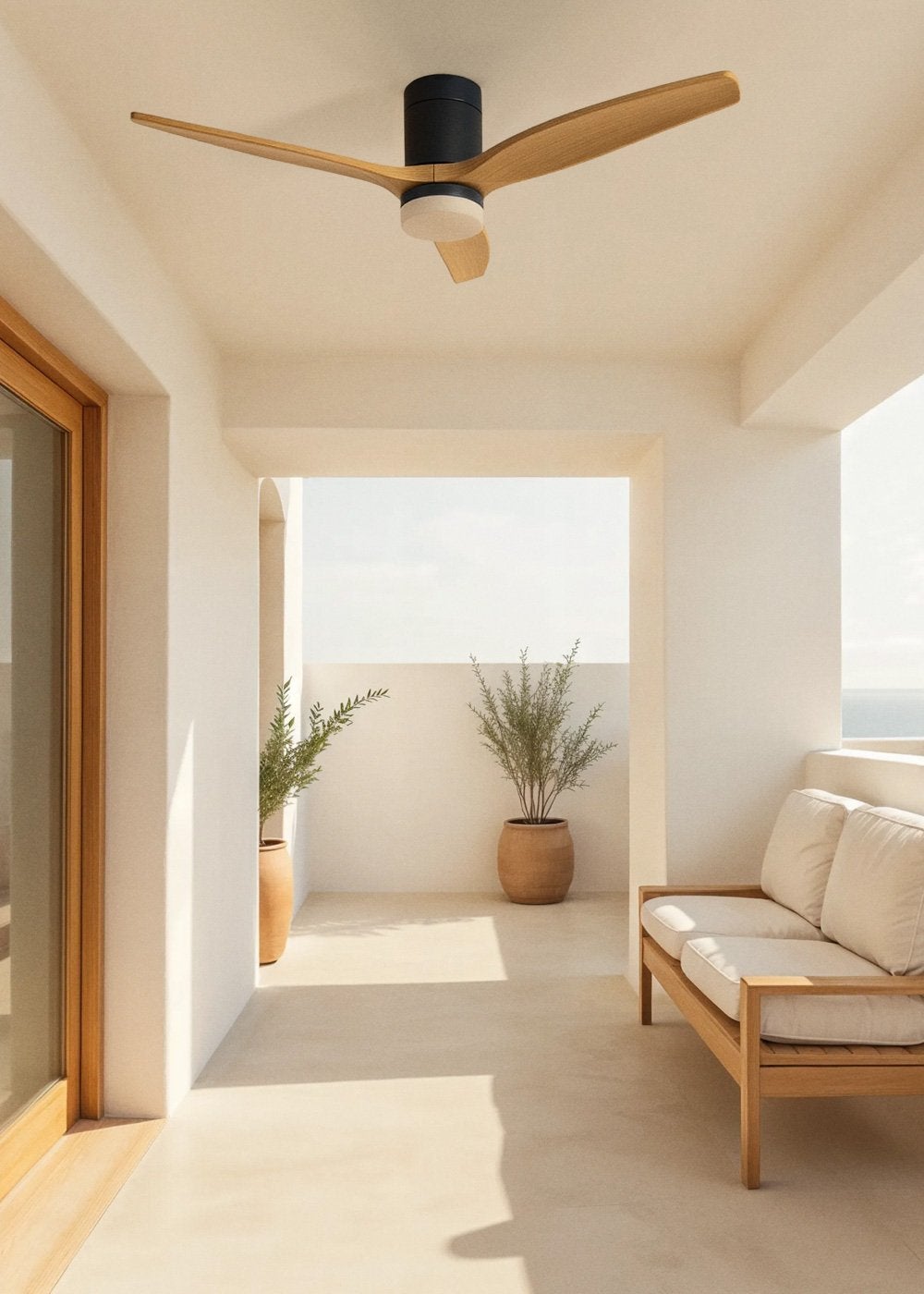 WIND CALM M - Ventilador de teto silencioso de 40 W com pás técnicas em ABS de vários tamanhos - Com luz - com wifi - 5