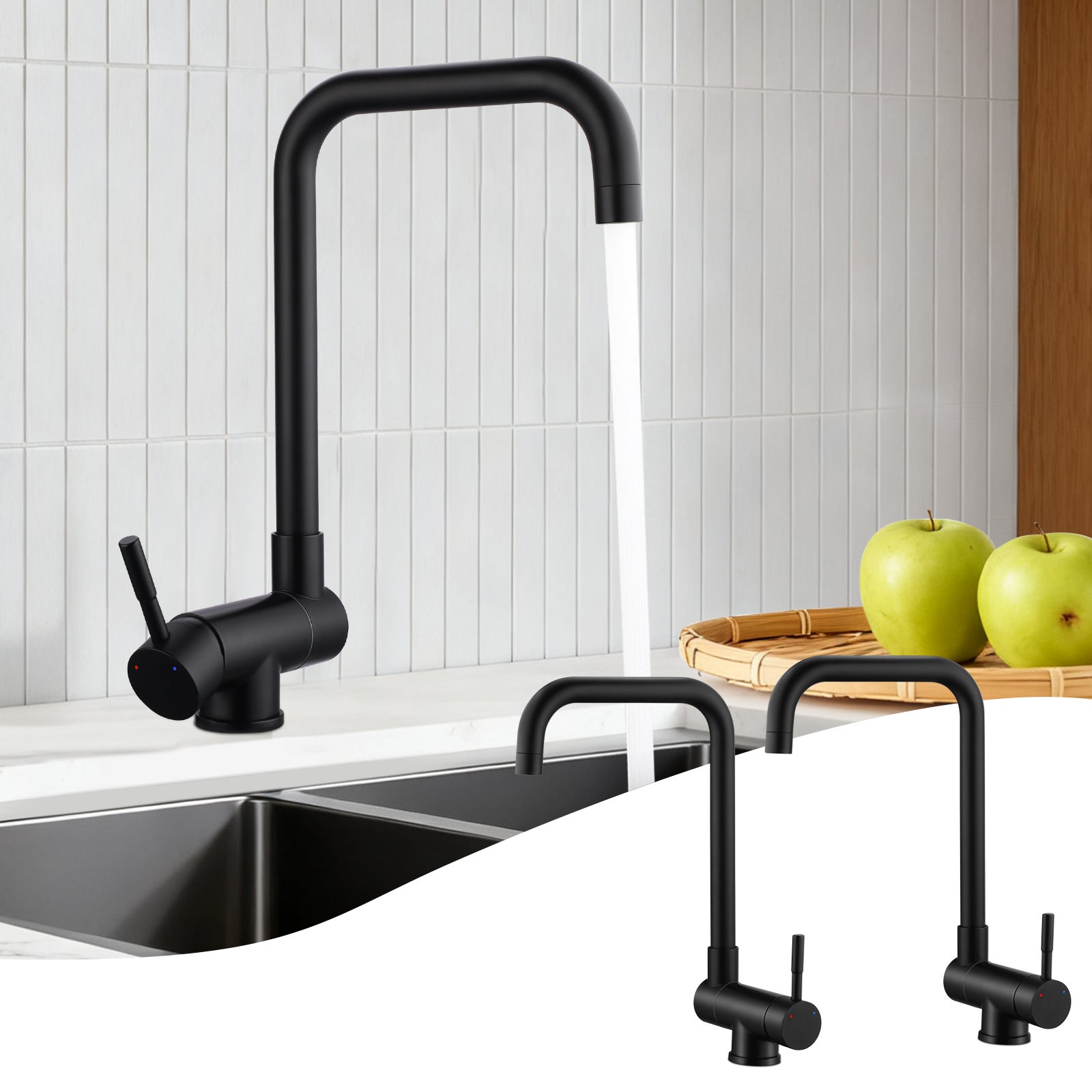 LOVHAUS Bateria Kuchenna pod Okno, Zestaw 2 Sztuki Składanej Baterii Kuchennej, Obrotowa o 360° Bateria z Przednim Okienkiem