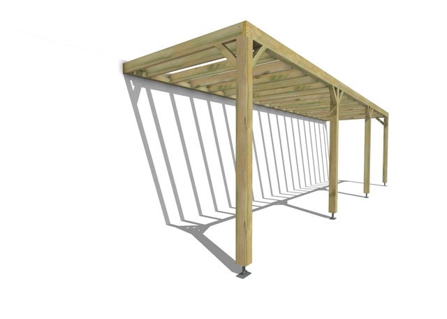 Pergola adossée Vert en Bois 18.82 m²
