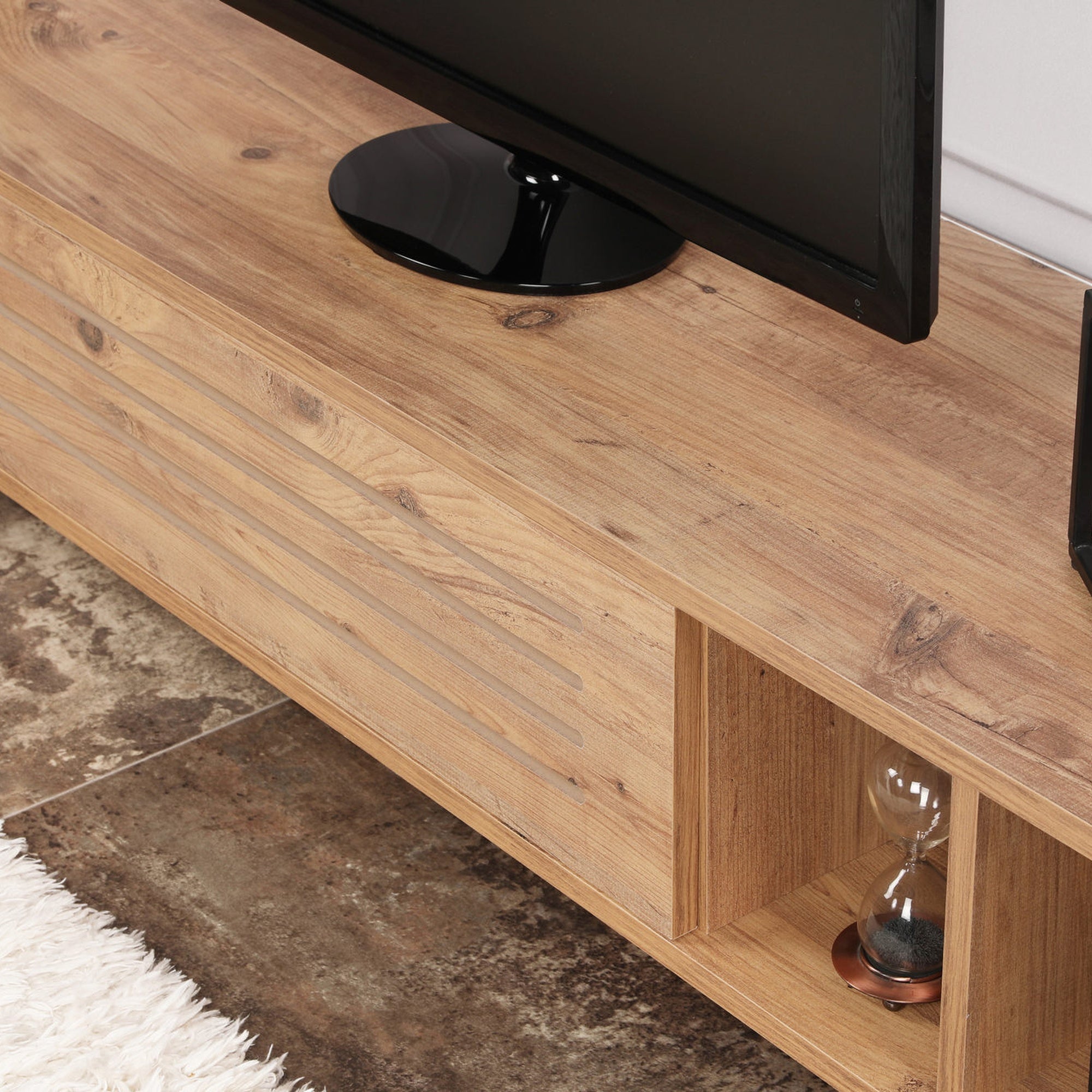 WELLHOME Banc TV effet pin, 160x35x40 cm - 6