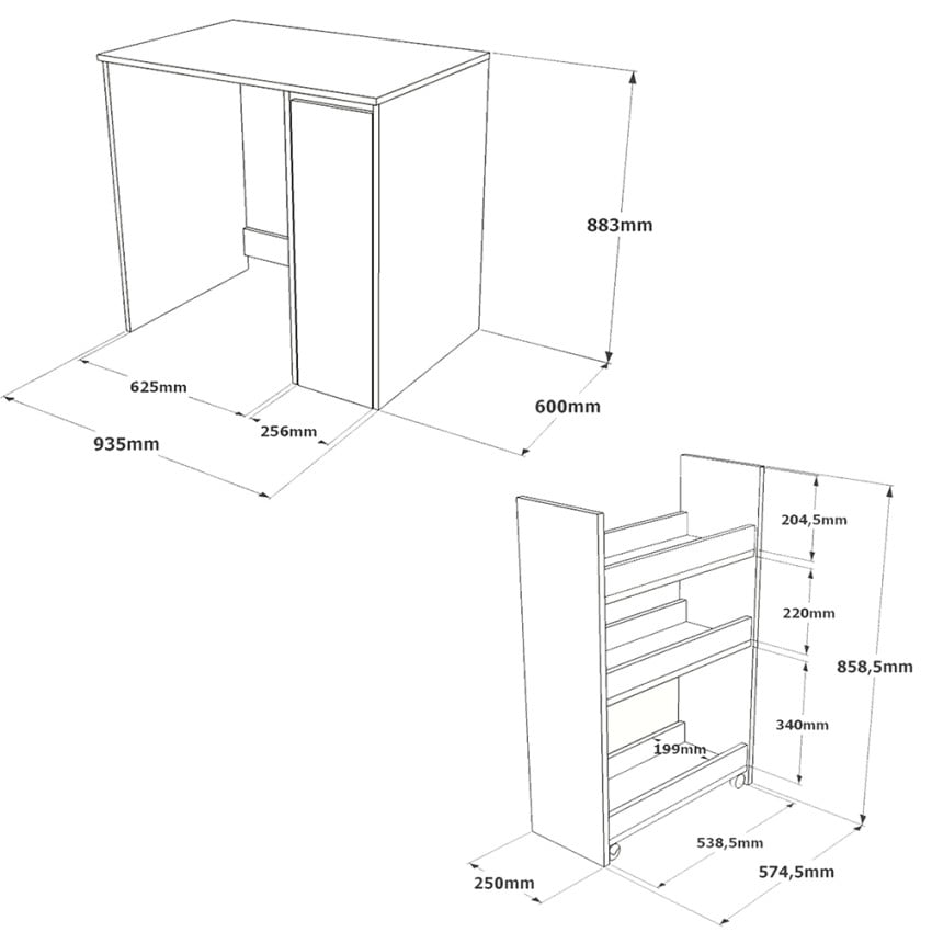 Mueble para lavadora y secadora extraíble con 3 estantes Wavers - 8