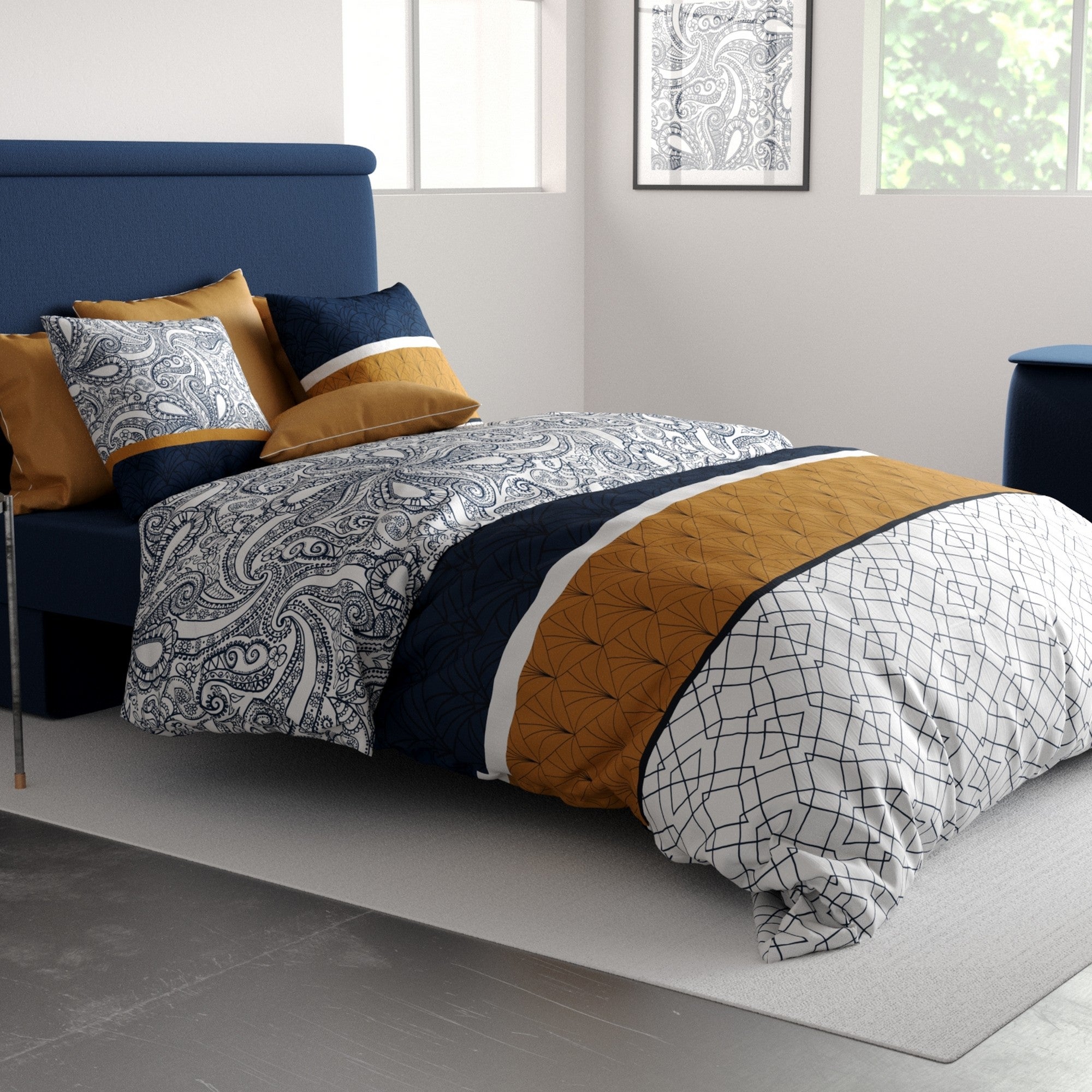 Parure De Lit Double OLIVIA Rocco, Housse De Couette + Taie D'oreiller, Motif Kensington Violet