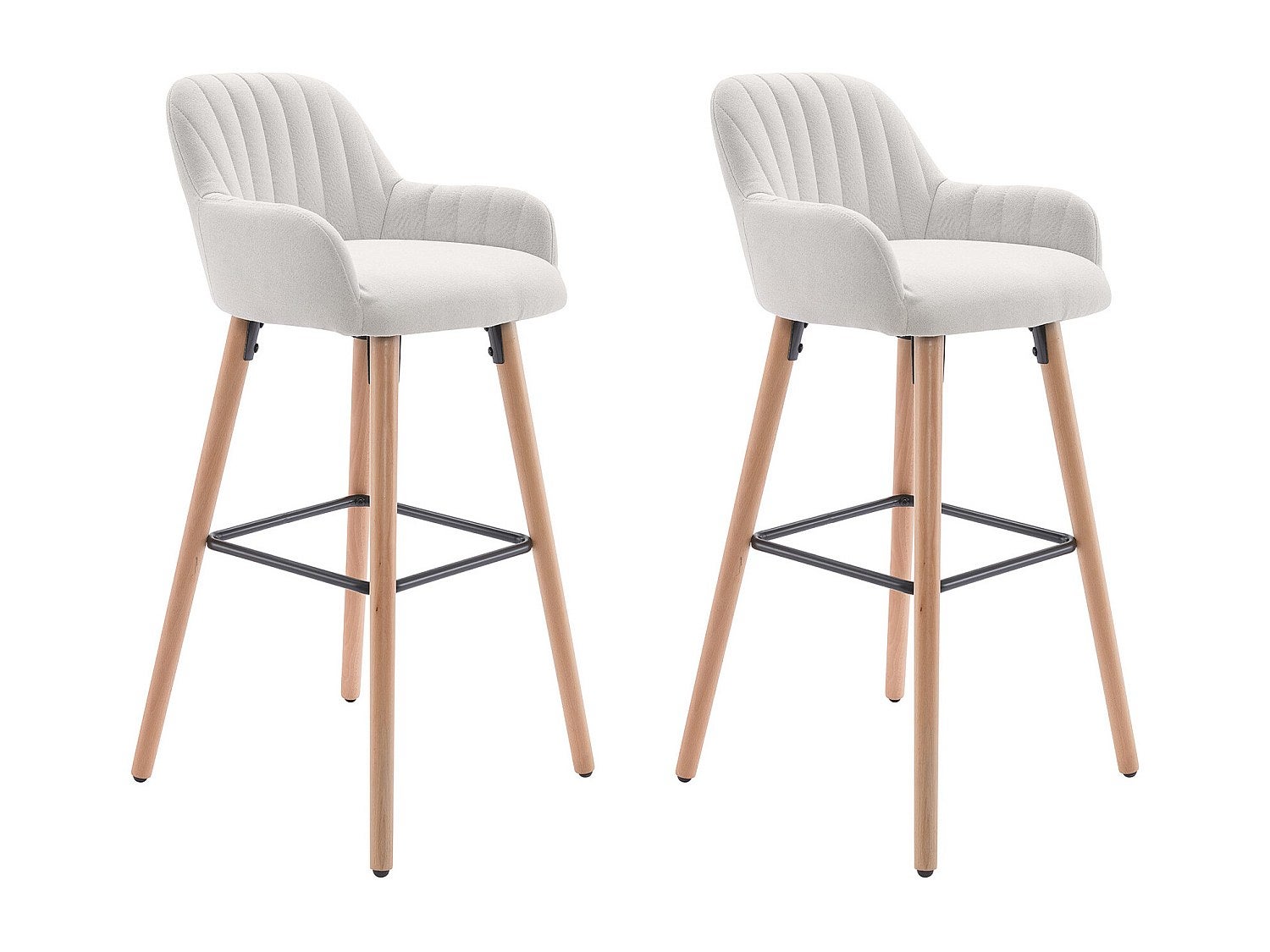 Zestaw 2 stołków barowych tapicerowanych z nogami z drewna bukowego - Kremowy - ELEANA