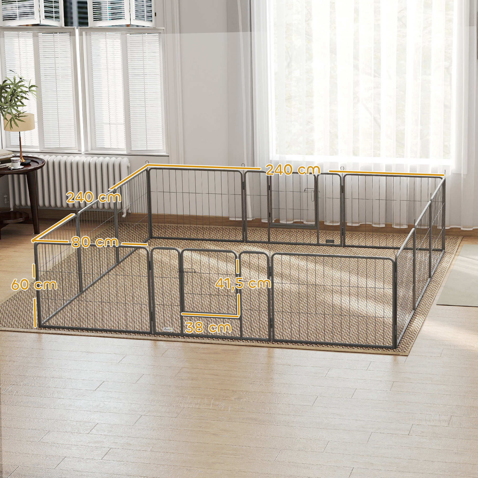 Parque para Cães PawHut Preto Aço 80x60cm - 3
