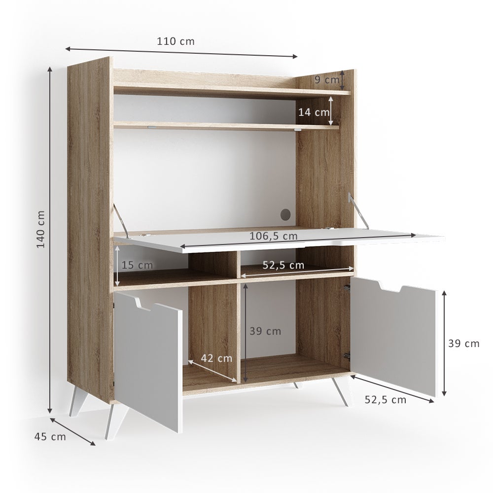 Vicco Secrétaire bureau Berdi, Sonoma, 110x45cm - 3