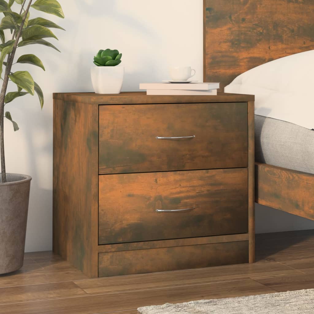 vidaXL Table de chevet Chêne fumé 40x30x40 cm Bois d'ingénierie - 9