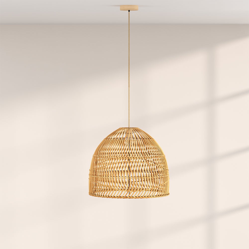 Lampe de Plafond en Rotin - Lampe Suspendue stile Boho Bali - 60cm - Seam Bois naturel - 3