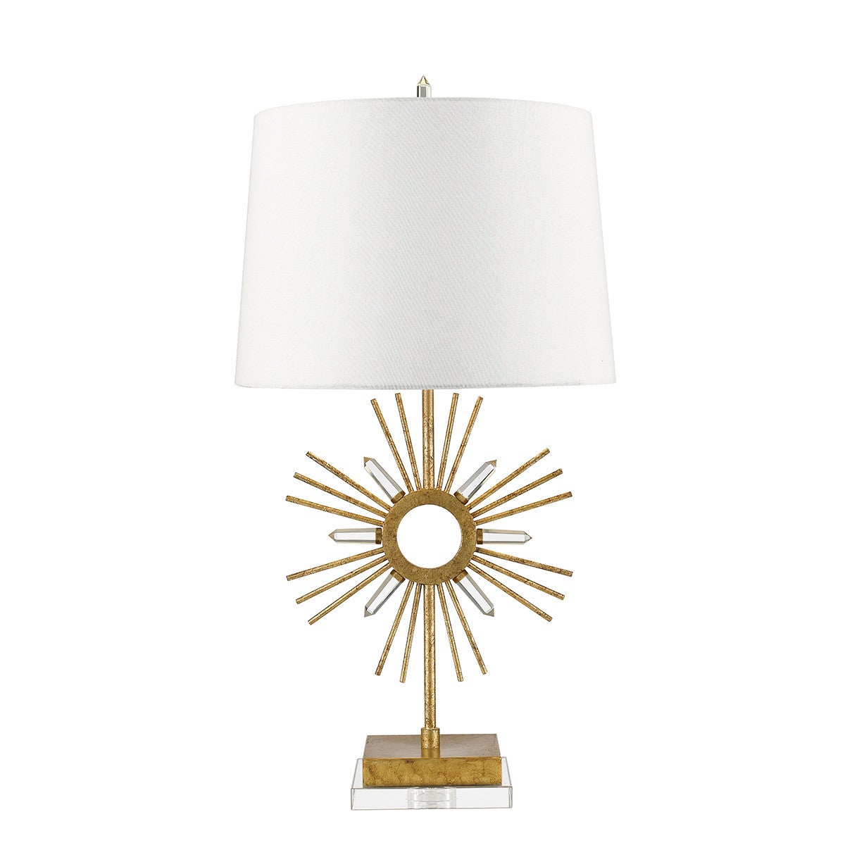 Lampa stołowa złota słońce z kryształkami glamour Sun King E27 60W Gilded Nola