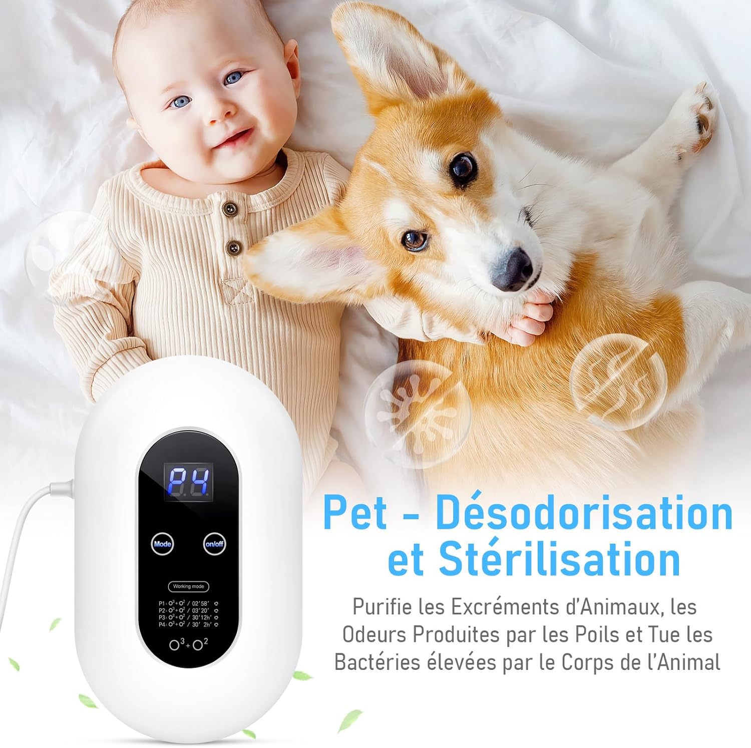 Purificador de aire, mini purificador de aire de ozono, desodorizante y para dormitorio, baño y cocina. - 5