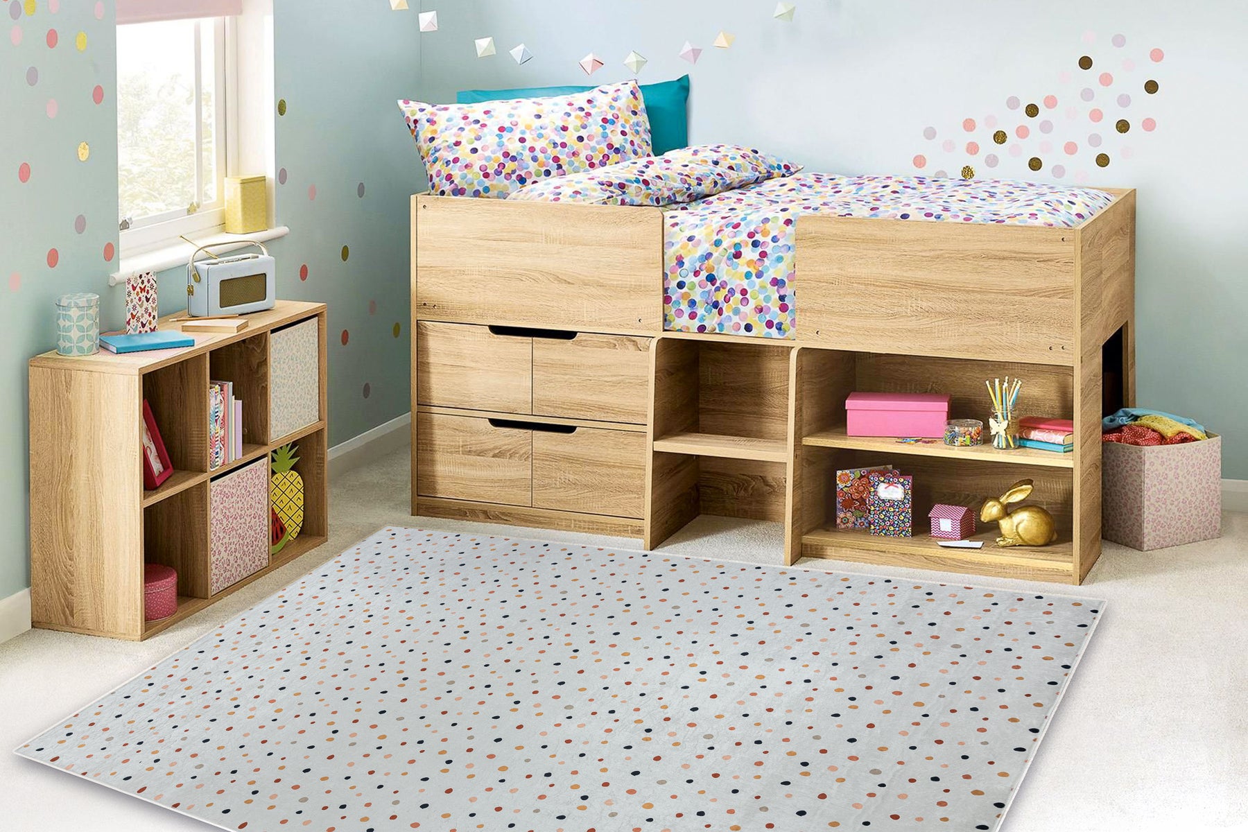 Tapis lavable BAMBINO 47890 Points pour les enfants antidérapant - blanc / marron 200x290 cm - 4