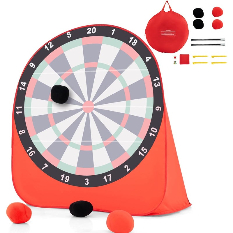 Gigantyczna Nadmuchiwana Tarcza Strzelecka do Użyku na Zewnątrz, Składana Nadmuchiwana Tarcza do Rzutek z 4 Kulkami, Samonośna, dla Dzieci od 6 Lat