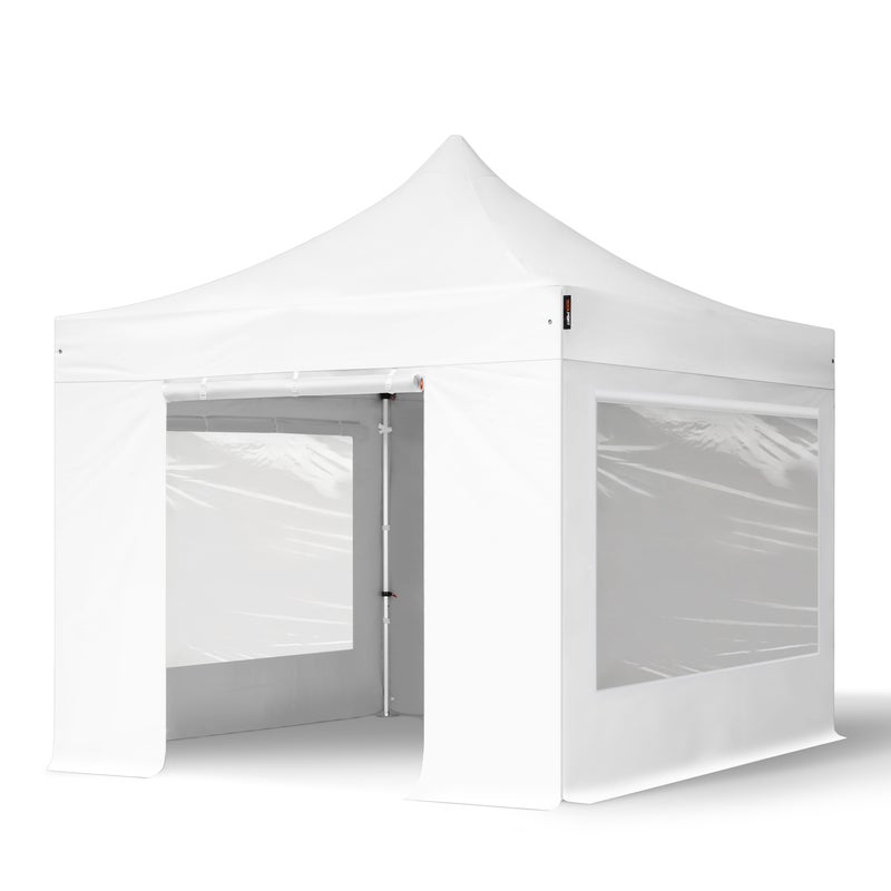 3x3 m Namiot Ekspresowy PROFESSIONAL Alu 40 mm, ze ścianami bocznymi, okna panoramiczne , biały