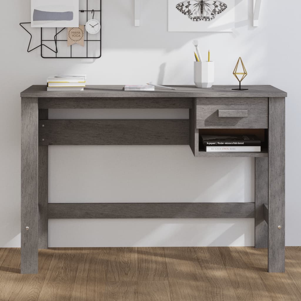 Bureau，Table de travail，Table d'étude HAMAR Gris clair 110x40x75 cm Bois massif de pin CWV47265 - 2