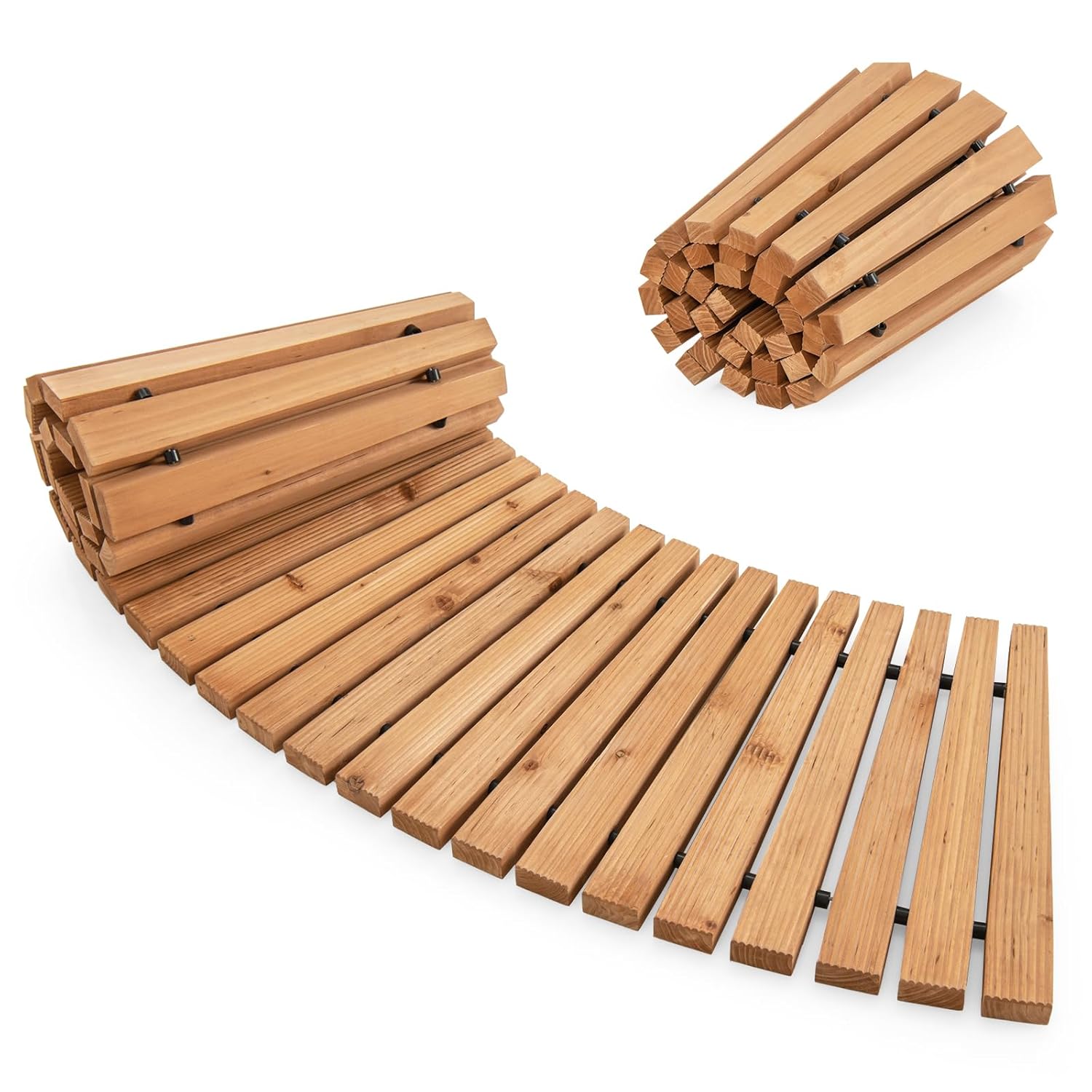Allée de jardin en bois,VEVOR 8 pi x 17 po,cèdre incurvé antidérapant,connexion par câble,chemin décoratif extérieur pour cour | Leroy Merlin