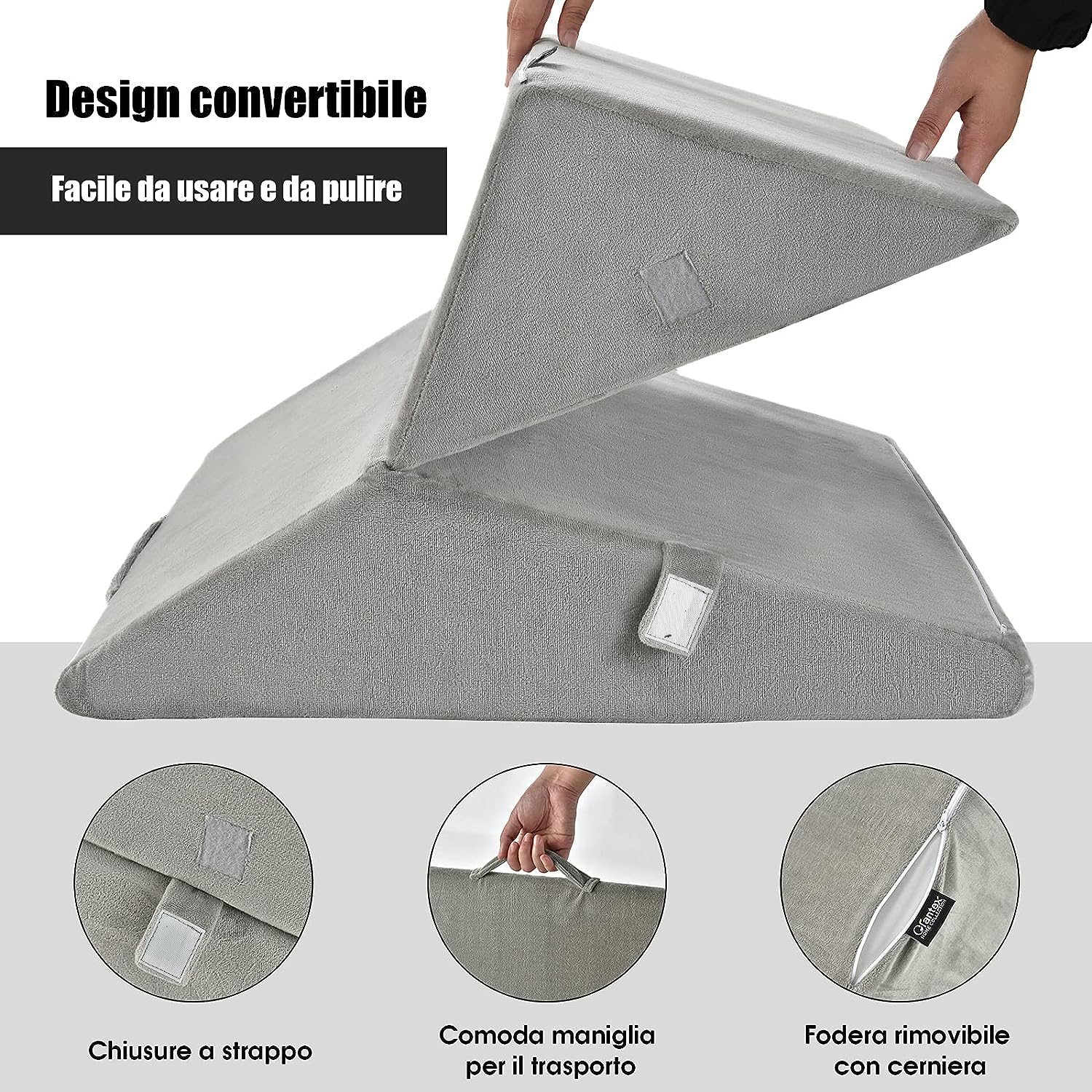 Coussin de Calage Thérapeutique Triangulaire Oreiller Anti-Stress ,Genoux Gris - 7