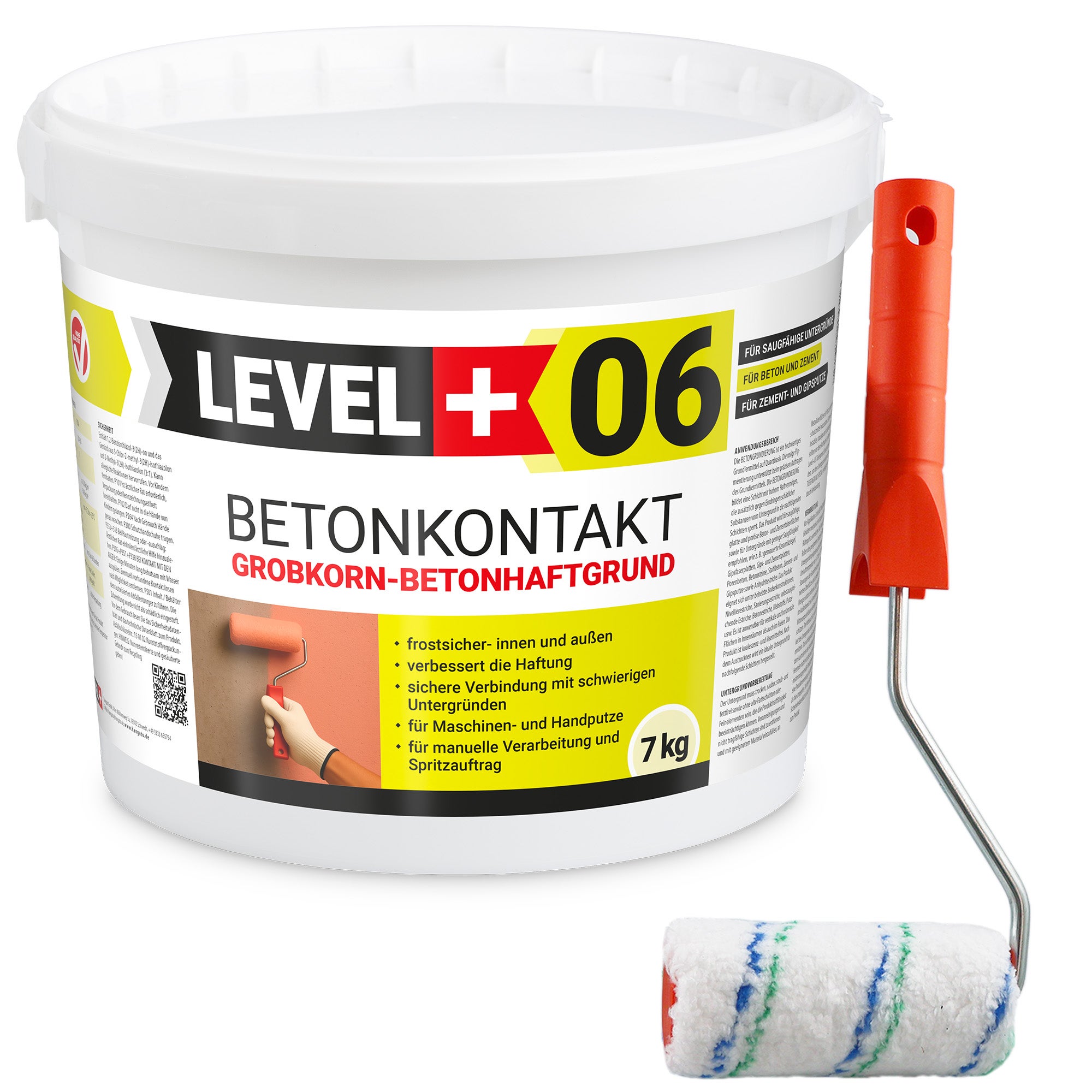 LEVEL+ Grunt Szczepny Pod Tynki BETONKONTAKT L+06 - 7KG + Wałek Malarski 10cm
