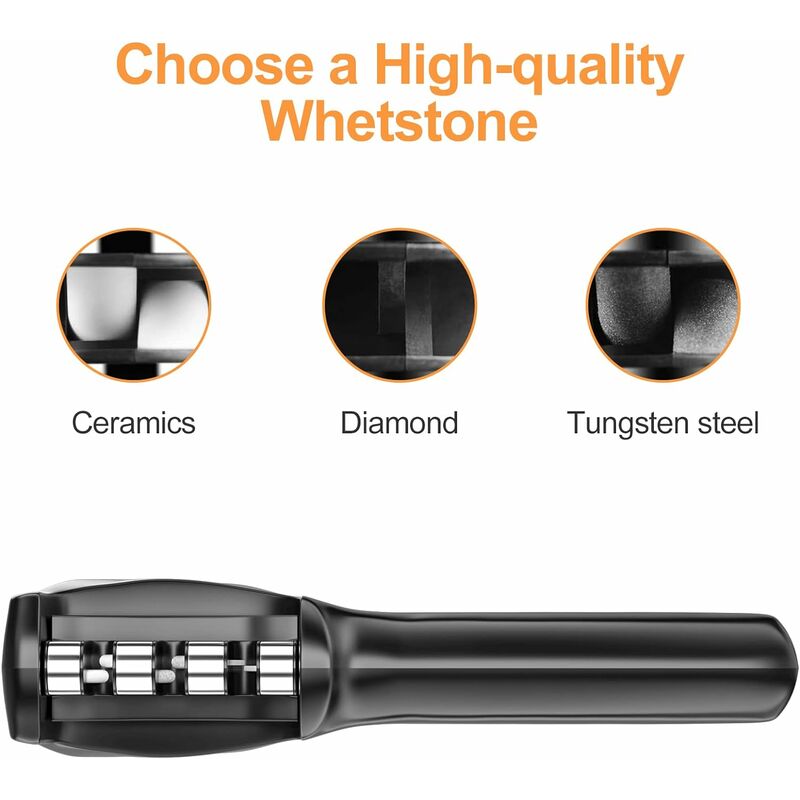 Affilacoltelli, affilatrice professionale 3 in 1, affilatrice manuale per coltelli in acciaio inox di tutte le dimensioni (pietra in acciaio dorato + - 5