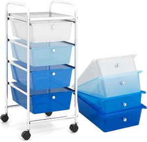 Chariot De Salle De Bain Avec 15 Tiroirs Empilables Rose - Avec Cadre Métal Et étagère - Mobile, Rangement Cosmétiques, Bureau