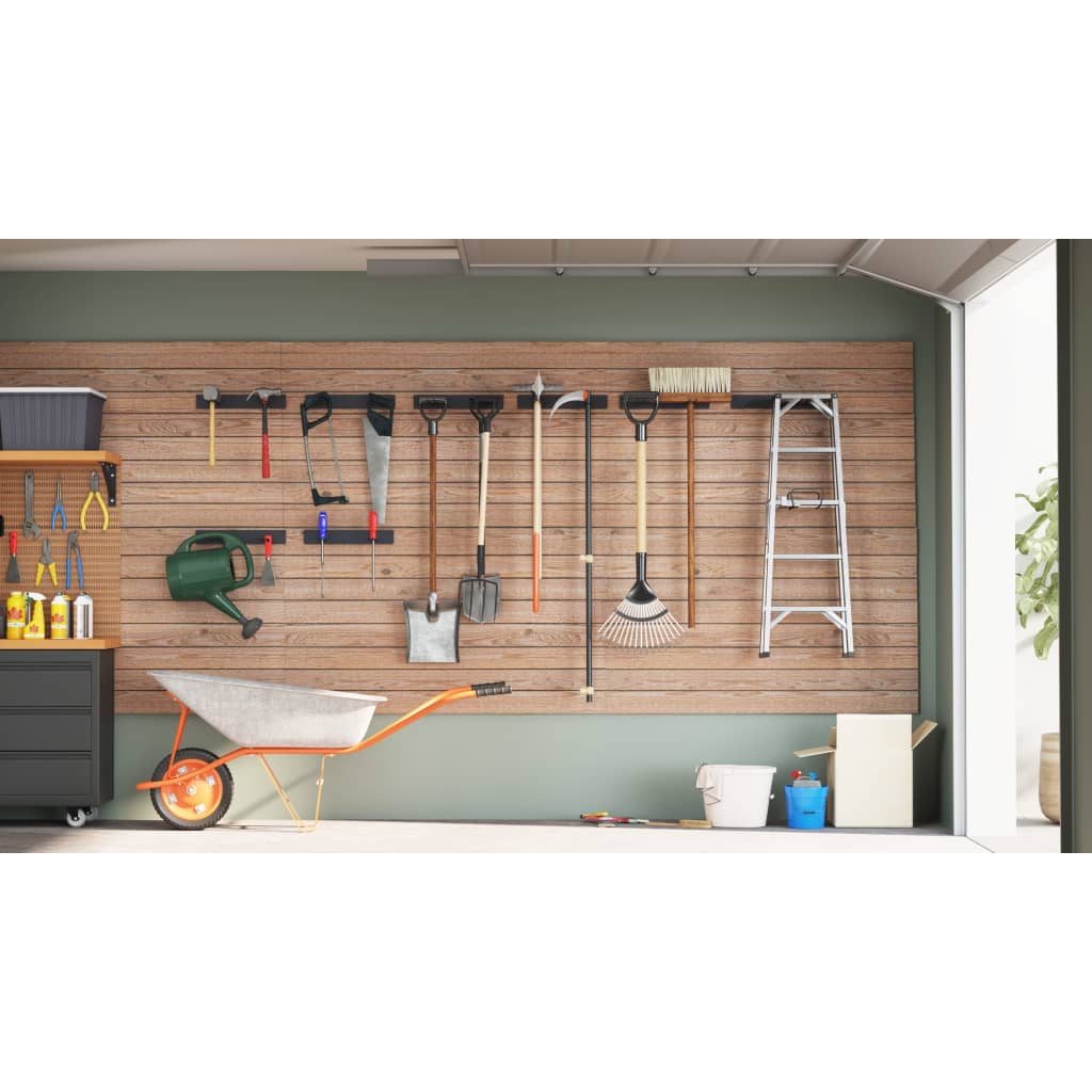 Suportes de parede p/ ferramentas de jardim 8 pcs aço preto vidaXL - 3