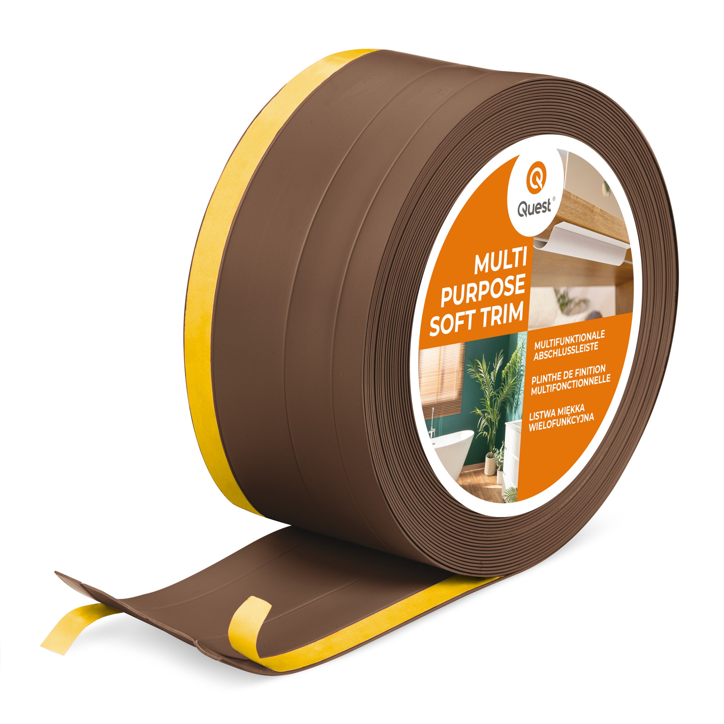 Listwa wykończeniowa PVC 4w1 samoprzylepna 120 mm - elastyczna, uniwersalna - 20 m, brązowa
