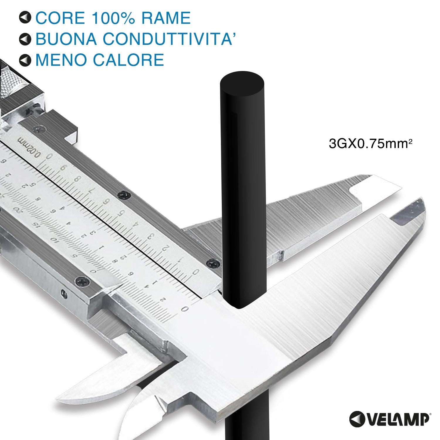 Rallonge italienne 5 m. Fiche et prise 10A, Cable 3g0,75 mm - 5