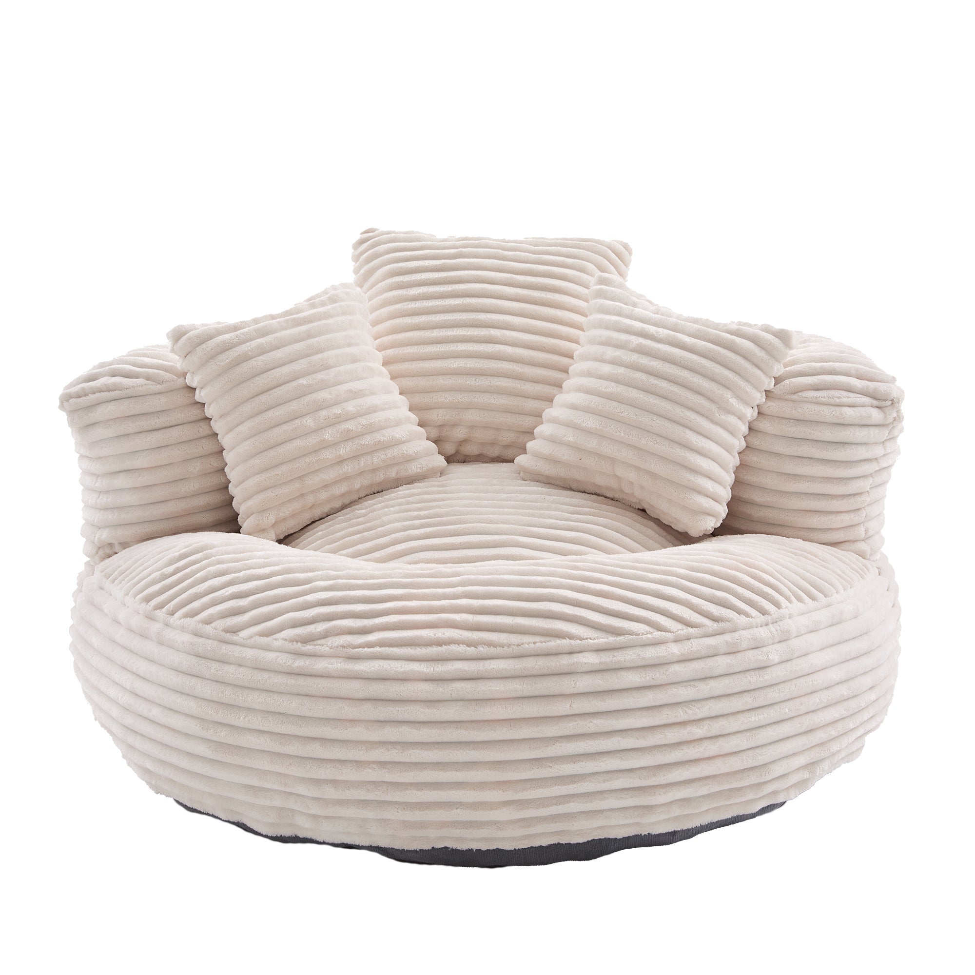 Fauteuil poire en velours côtelé, grand modèle, ultra moelleux, 3 coussins inclus, confortable pour adultes et enfants - Soufflé - 2